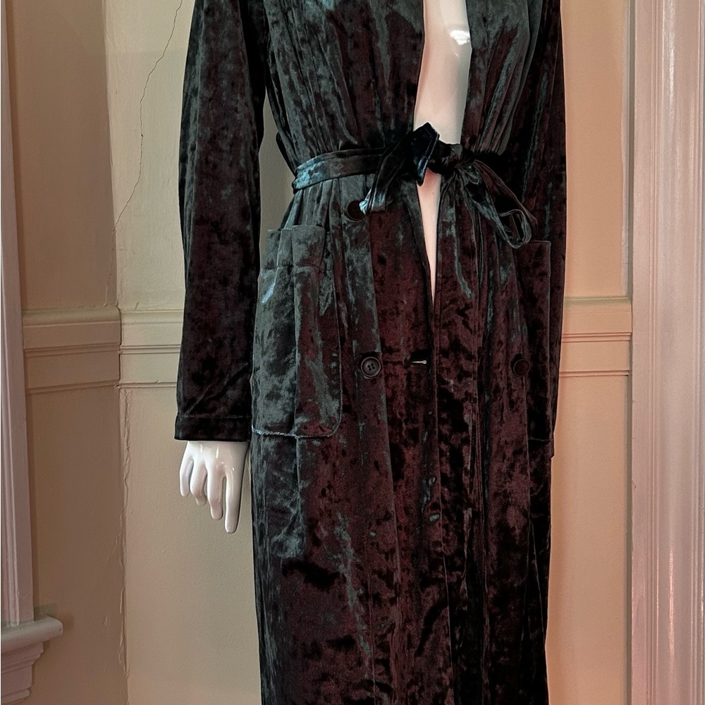 Elegant Green Velvet Dress /Robe Sz Small